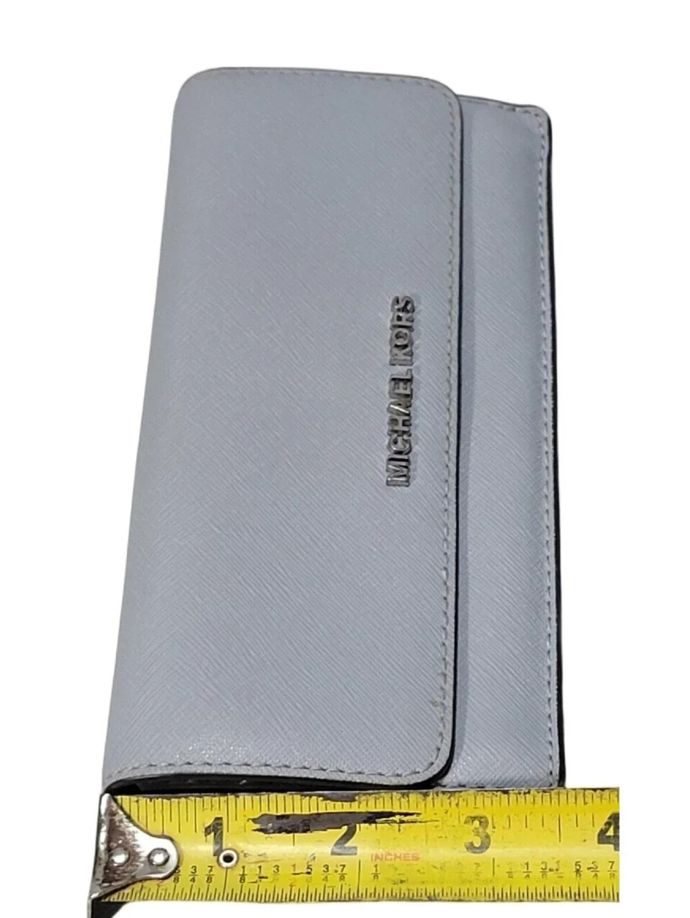 Michael Kors Women's Jet Set Travel Flat Wallet Gray Saffiano Leather